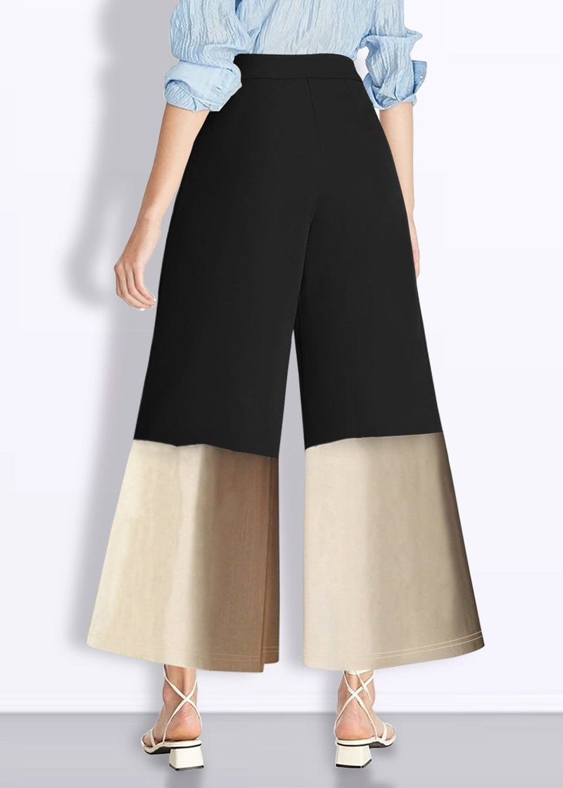 Colorblock High Waist Pockets Crop Pants Summer
