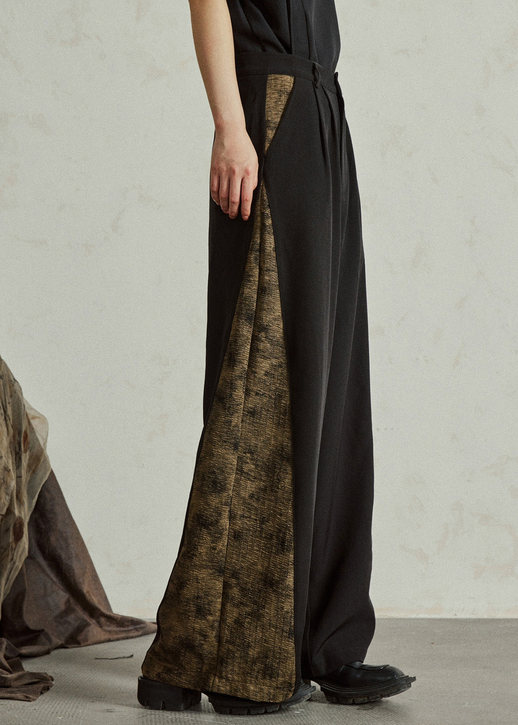 Colorblock Pockets Print High Waist Wide Leg Pants
