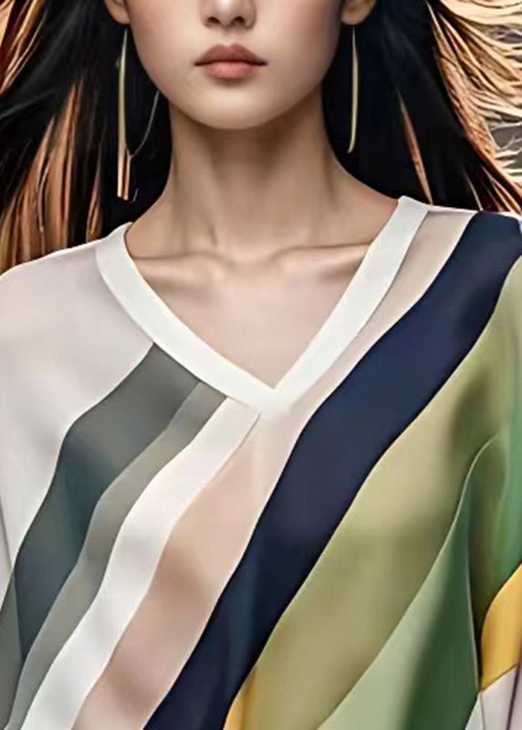 Colorblock Striped Patchwork T Shirts Summer