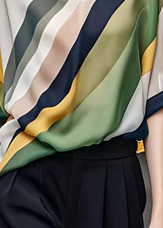 Colorblock Striped Patchwork T Shirts Summer