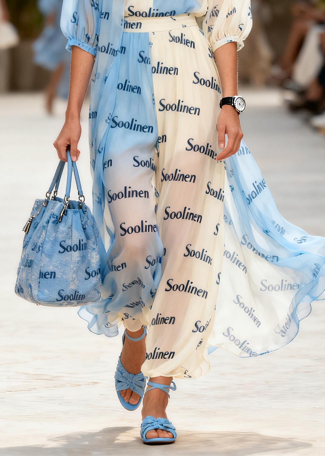 Colorblock V Neck Print Chiffon Maxi Dresses Summer