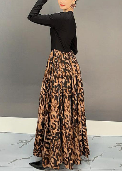 Colorblock V Neck Print Patchwork Long Dress Fall