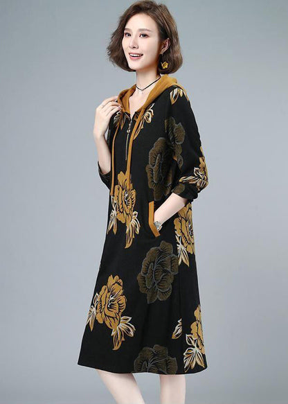 Cinched Velour Hooded Dress Fall