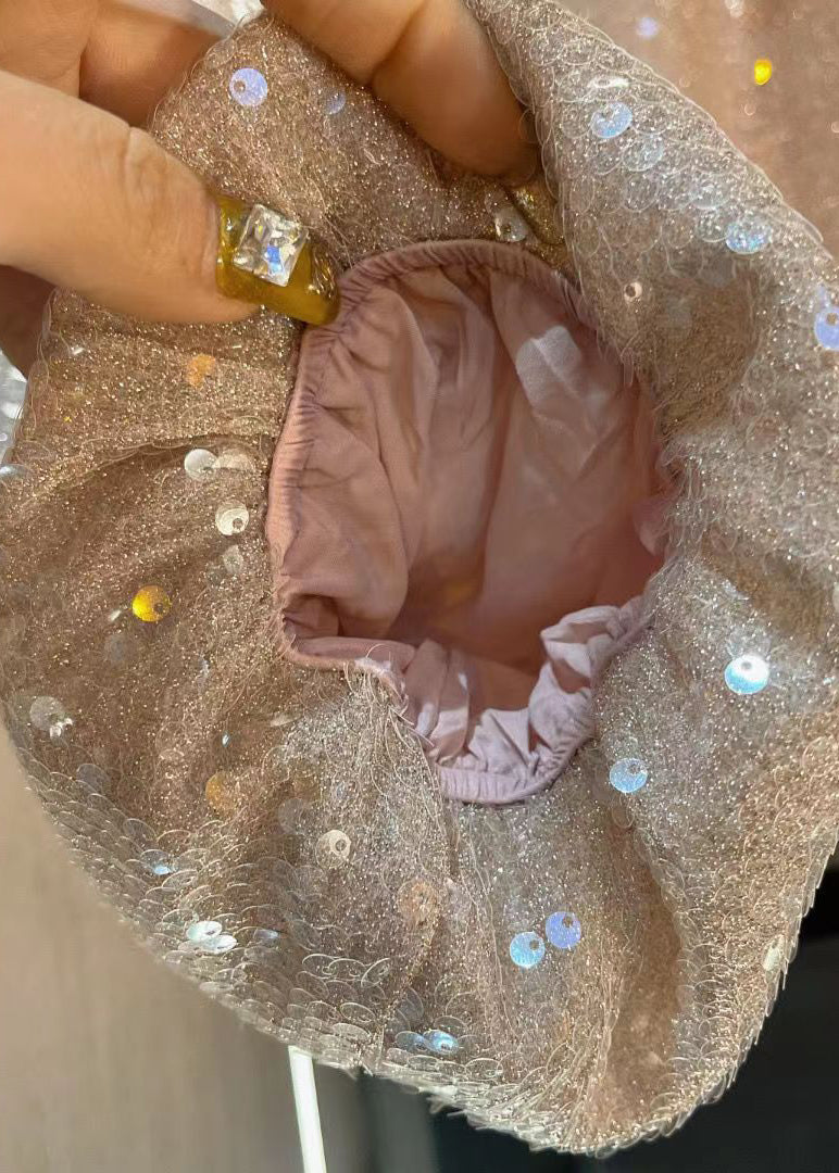 Pearl Embellished Lantern Sleeve Sequin Shirt