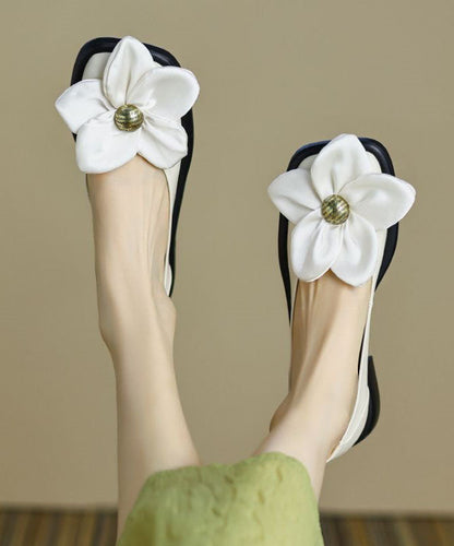 Splicing Flat Shoes White Faux Leather