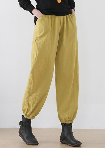 Ginger Elastic Waist Pockets Linen Harem Pants Summer