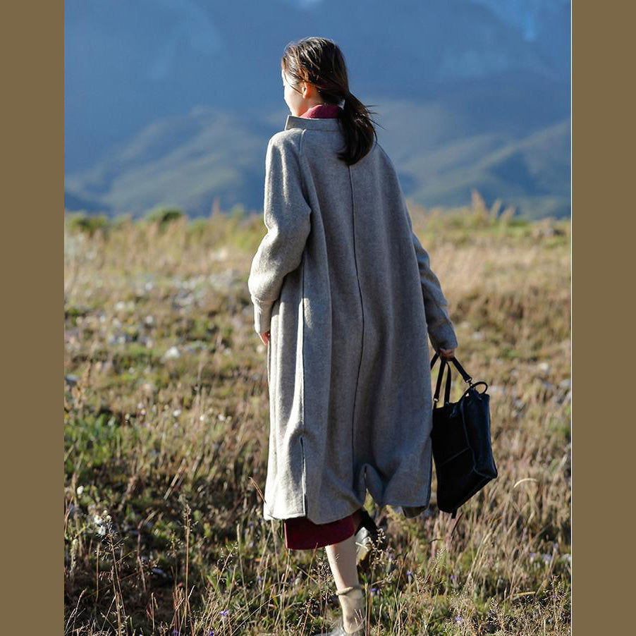 Gray Loose Woolen Overcoat New Outfits