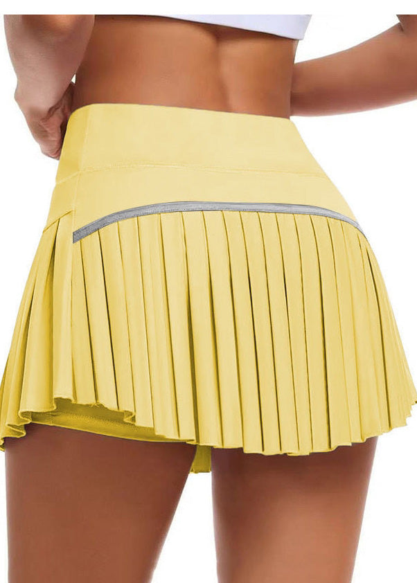 Green High Waist Yoga Pleated Shorts Skirt
