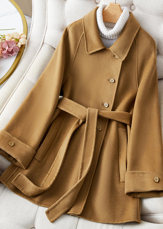 Green Peter Pan Collar Woolen Single Breaste Coat Winter
