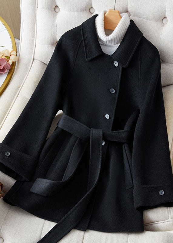 Green Peter Pan Collar Woolen Single Breaste Coat Winter
