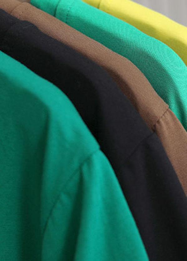 Green Tasseled Cotton Top Short Sleeve Summer