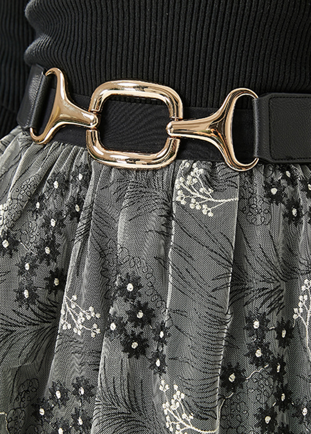 Grey Embroideried Exra Large Hem Tulle Skirts Fall