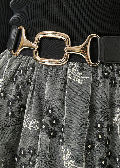 Grey Embroideried Exra Large Hem Tulle Skirts Fall