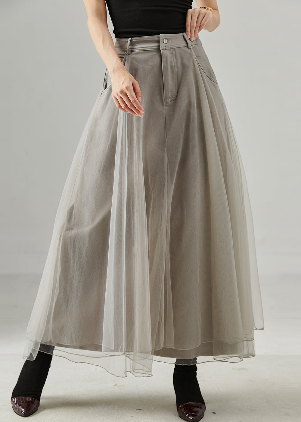 Grey Exra Large Hem Tulle Holiday Skirt Fall