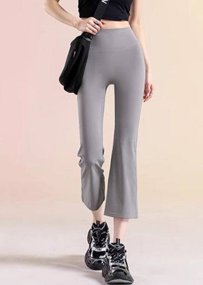 Grey High Waist Yoga Crop Pants