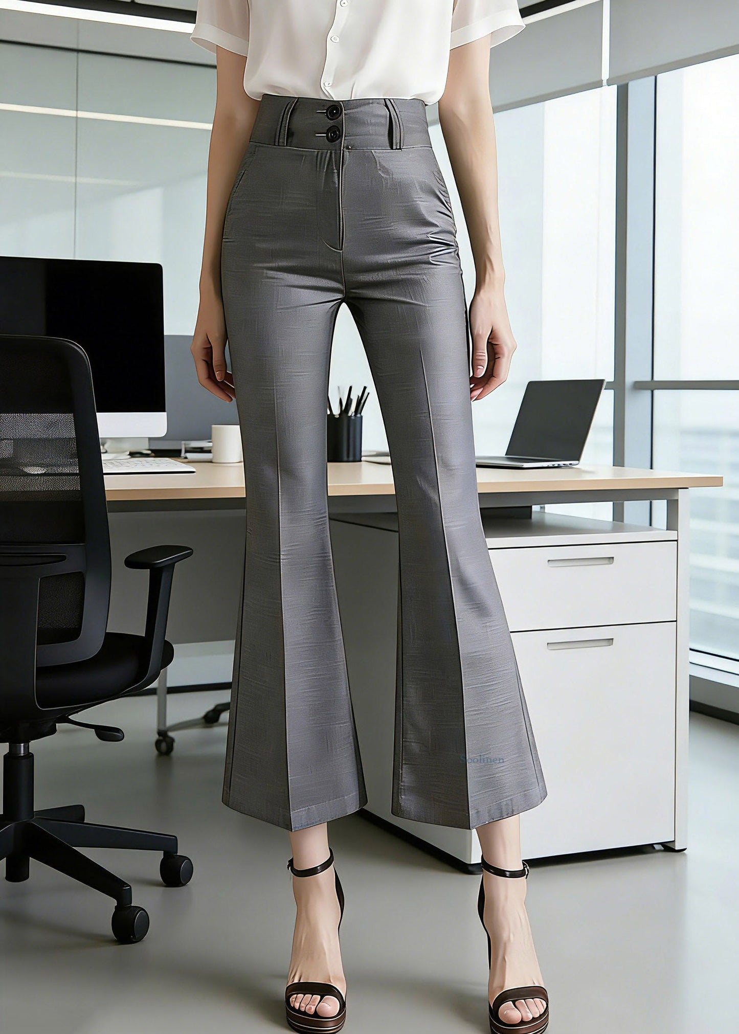 Grey Patchwork Crop Pants Summer