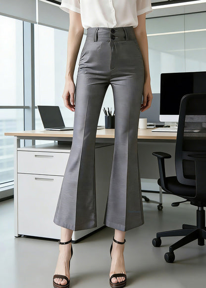 Grey Patchwork Crop Pants Summer