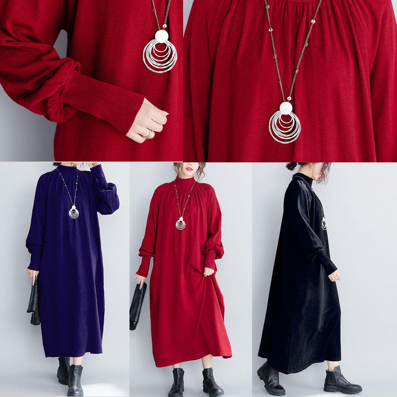 High Neck Knitted Maxi Dresses Clothes