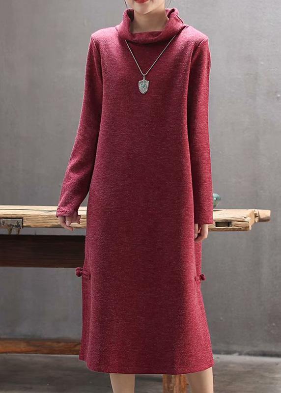 High Neck Side Open Sweater Weather Gray Big Sweater Dress