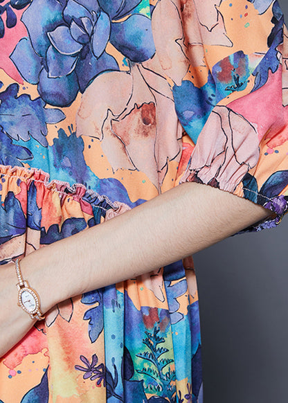 Hooded Print Chiffon Long Dresses Summer