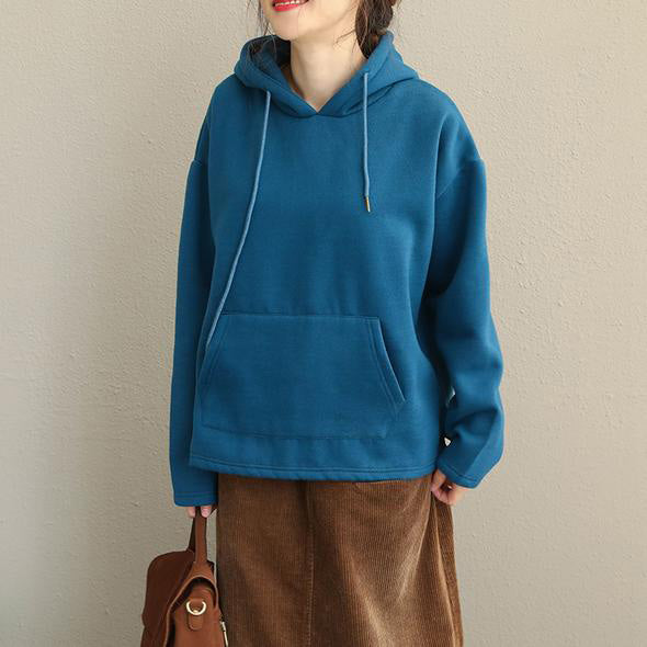 Hoodie Pure Color Brushed Fleece for