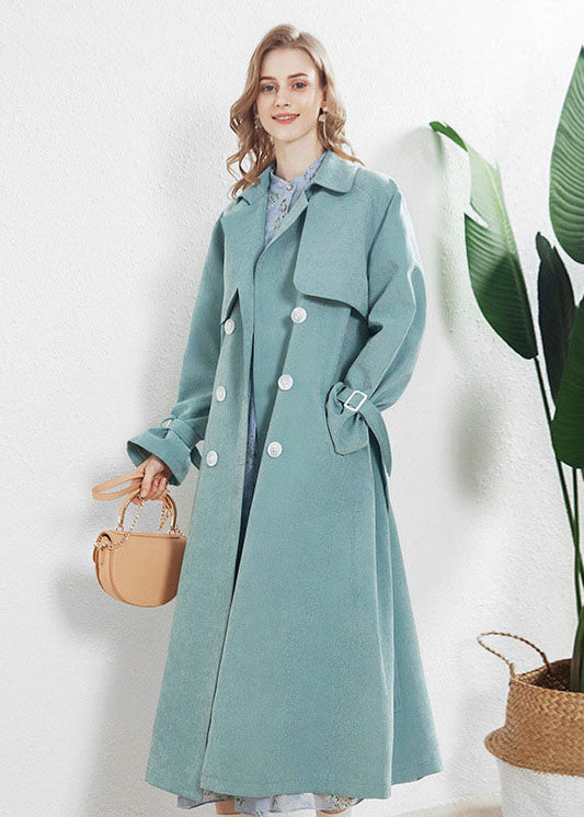 Light Blue Peter Pan Collar Double Breast Trench Fall