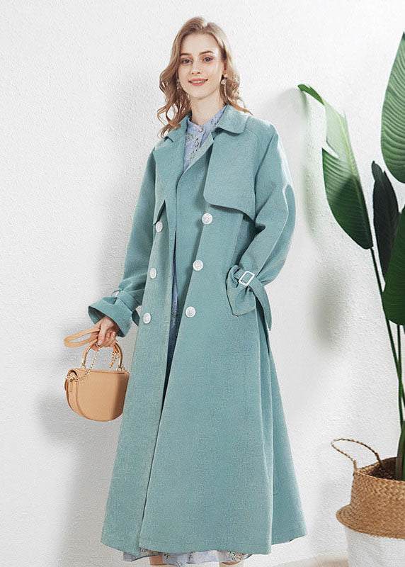 Light Blue Peter Pan Collar Double Breast Trench Fall