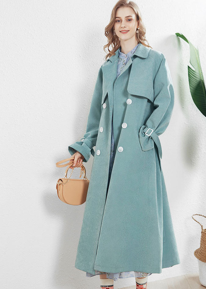 Light Blue Peter Pan Collar Double Breast Trench Fall