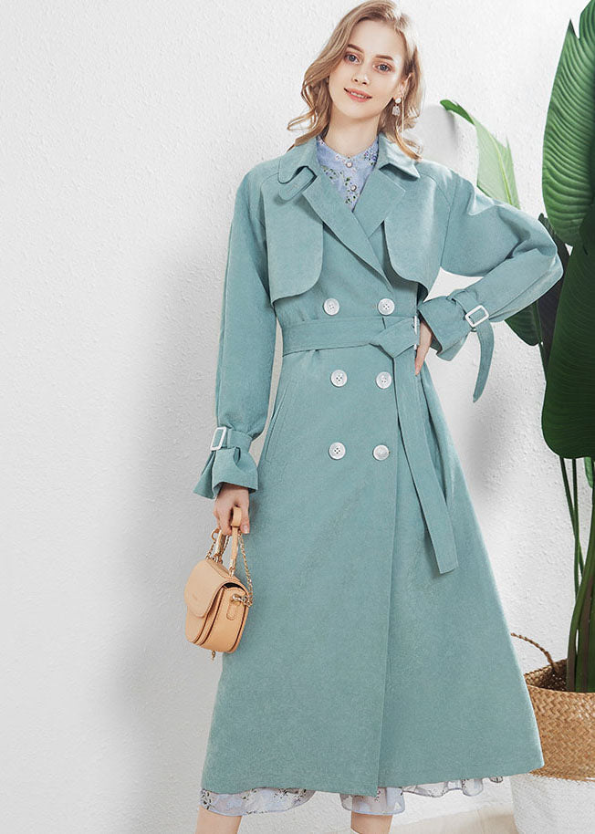 Light Blue Peter Pan Collar Double Breast Trench Fall
