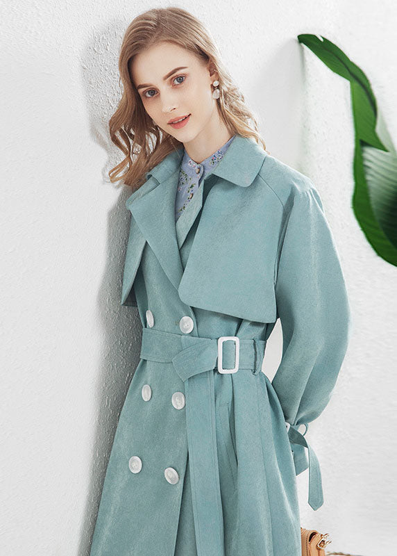 Light Blue Peter Pan Collar Double Breast Trench Fall
