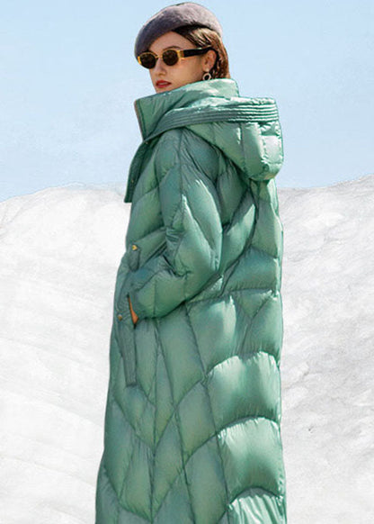 Light Green Hooded Thick Lengthen Duck Down Canada Goose Jacket Winter