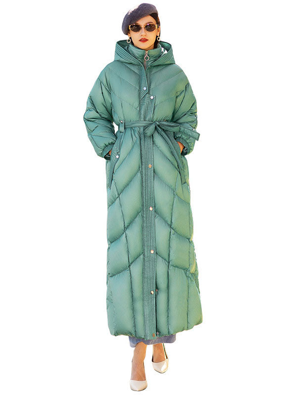 Light Green Hooded Thick Lengthen Duck Down Canada Goose Jacket Winter