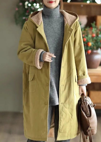 Light Green Oversized Fleece Wool Lined Coat Outwear Winter