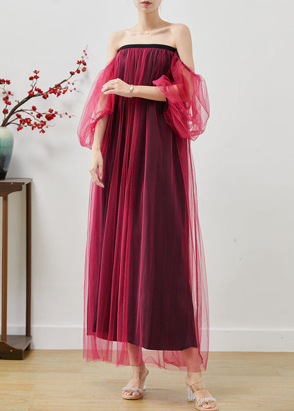 Mulberry Backless Tulle Beach Dresses Summer