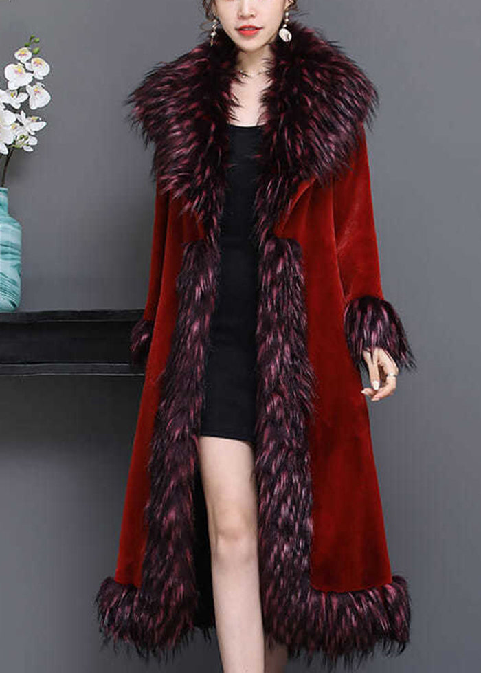Mulberry Fur Collar Thick Faux Fur Jackets Winter