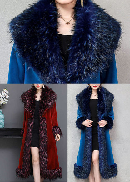 Mulberry Fur Collar Thick Faux Fur Jackets Winter