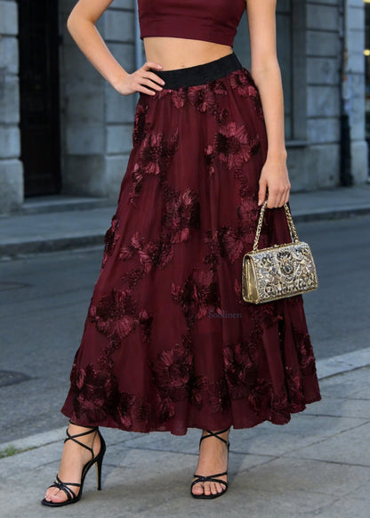 Mulberry High Waist Wrinkled Tulle Skirt Spring