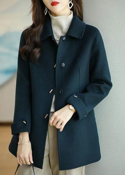 Navy Peter Pan Collar Slim Fit Woolen Trench Fall
