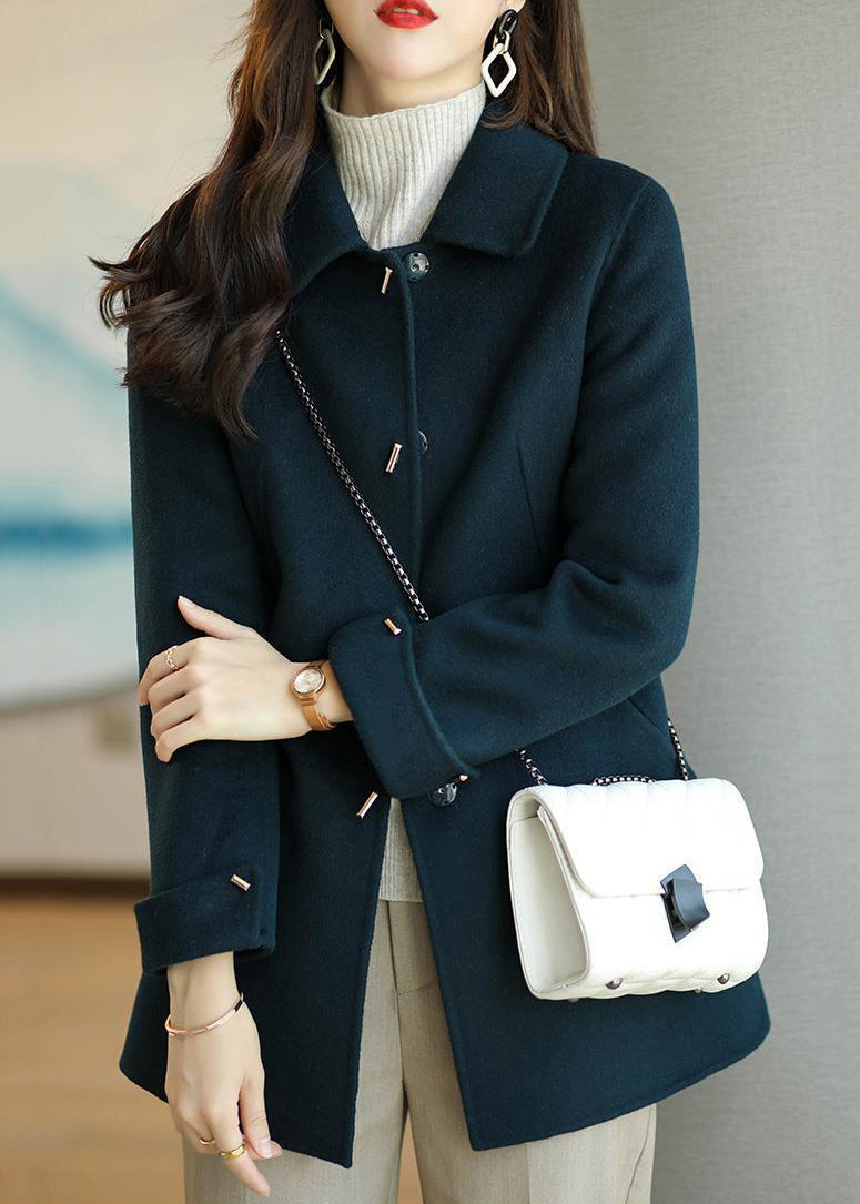 Navy Peter Pan Collar Slim Fit Woolen Trench Fall