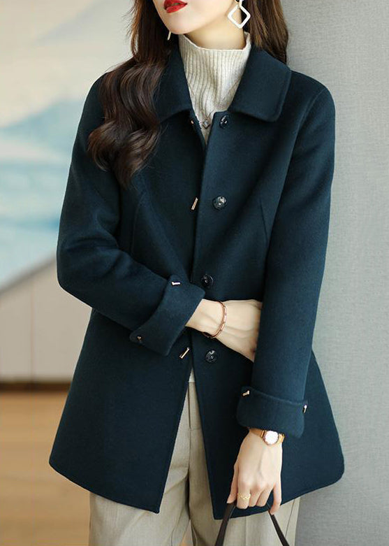 Navy Peter Pan Collar Slim Fit Woolen Trench Fall