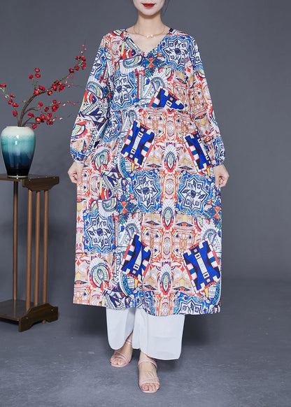 Oversized Print Silk Party Dress Spring