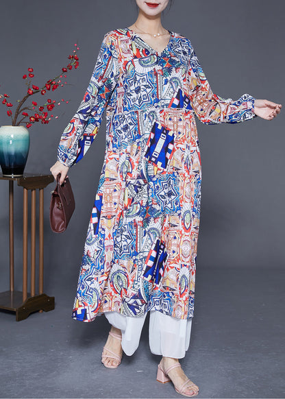 Oversized Print Silk Party Dress Spring