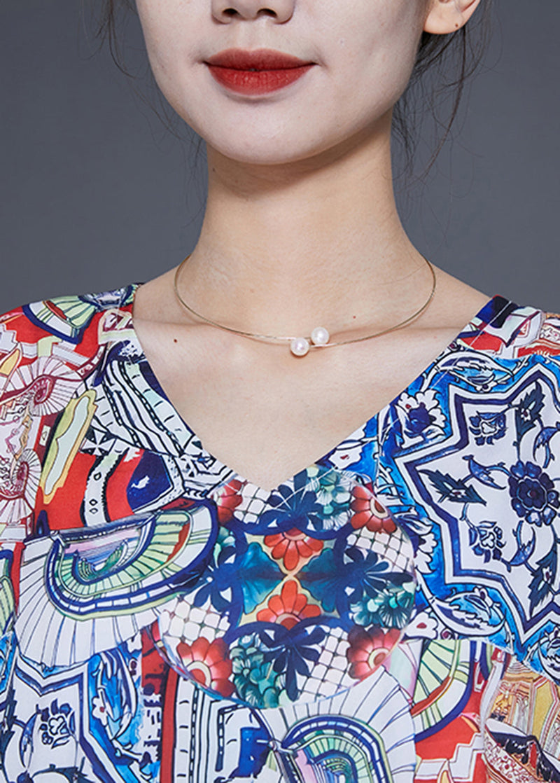 Oversized Print Silk Party Dress Spring