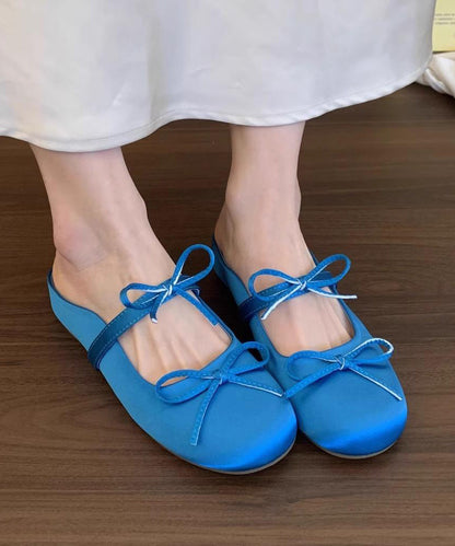Pink Bow Faux Leather Splicing Slide Sandals