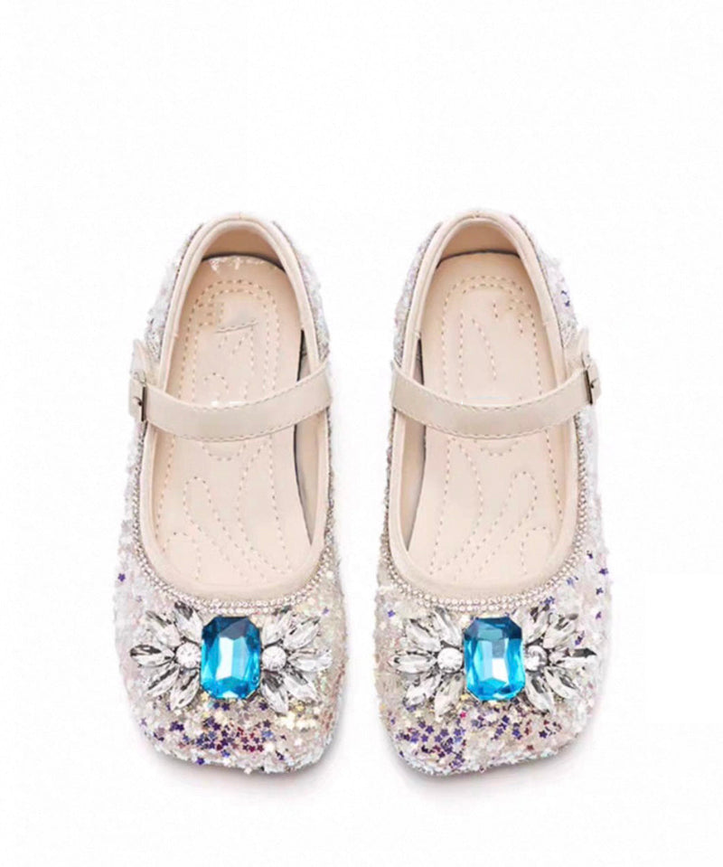 Pink Crystal Buckle Strap Flat Shoes