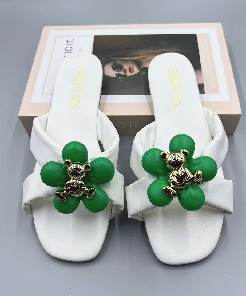 Pink Splicing Slide Sandals Peep Toe