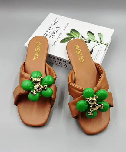 Pink Splicing Slide Sandals Peep Toe