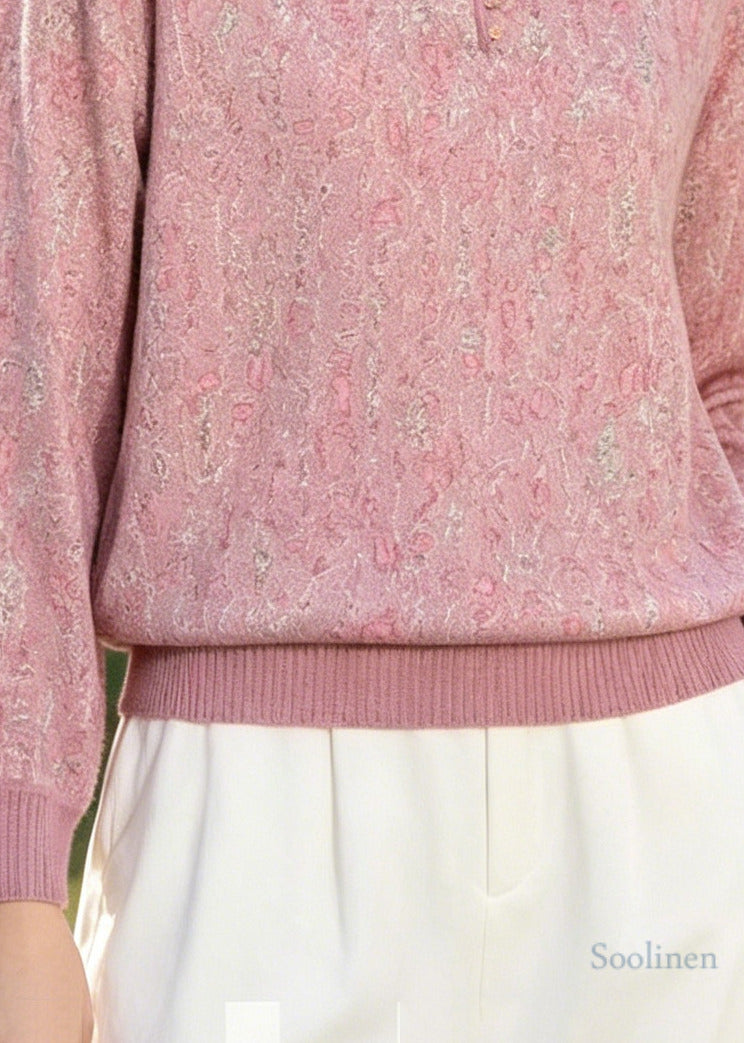 Pink Peter Pan Collar Print Cotton Shirt Top Summer