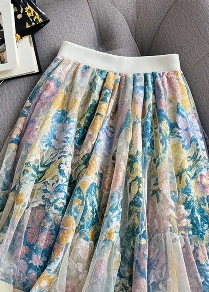 Print Exra Large Hem Tulle Skirt Summer
