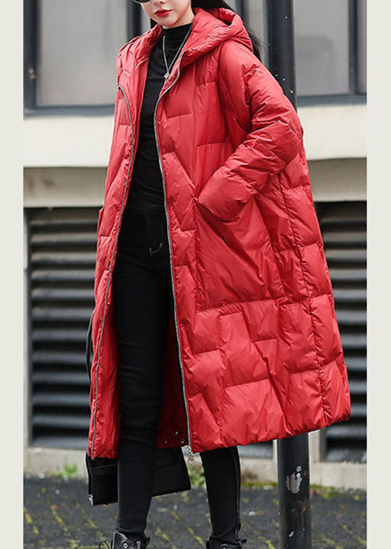 Red Hooded Thick Duck Down Winter Down Coat